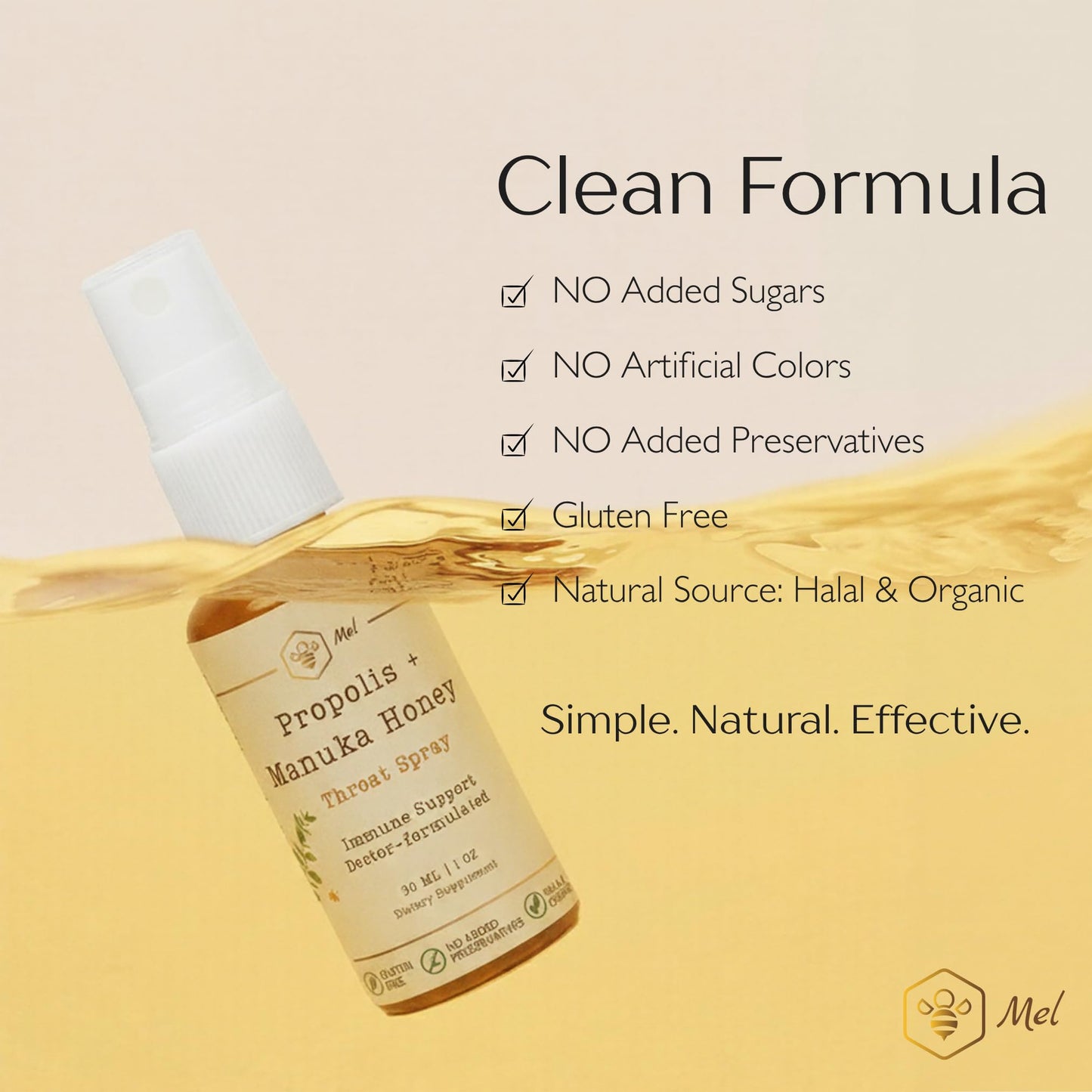 DELUXE SCOOTERS Propolis Throat Spray with Manuka Honey & Bee Propolis By Mel Honey, Soothing Throat Comfort, Immune Support, Gluten-Free, Alcohol-Free, Non-GMO, Keto, 1.01 fl oz