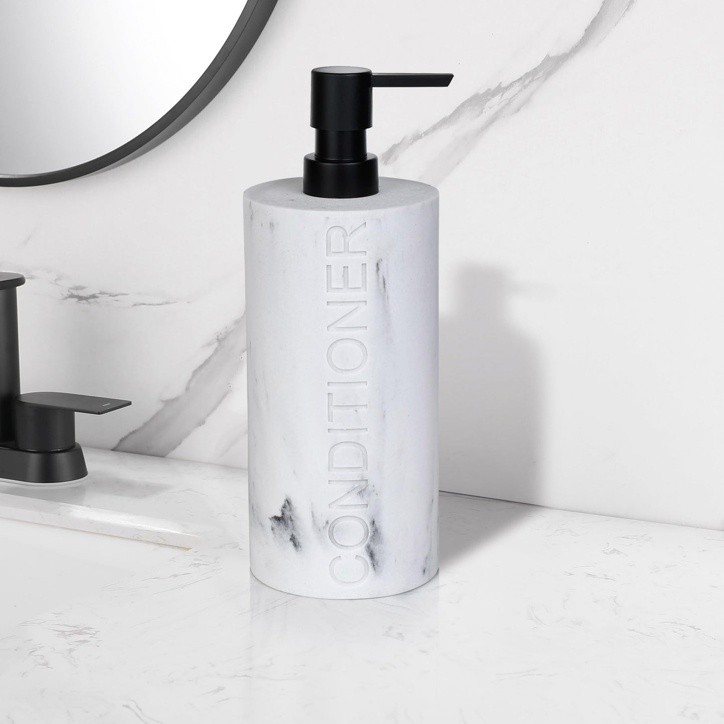 Indecor Home Conditioner Dispenser Luxurious Refillable Pump Bottle with Embossed Text, Durable Construction for Bathroom and Kitchen