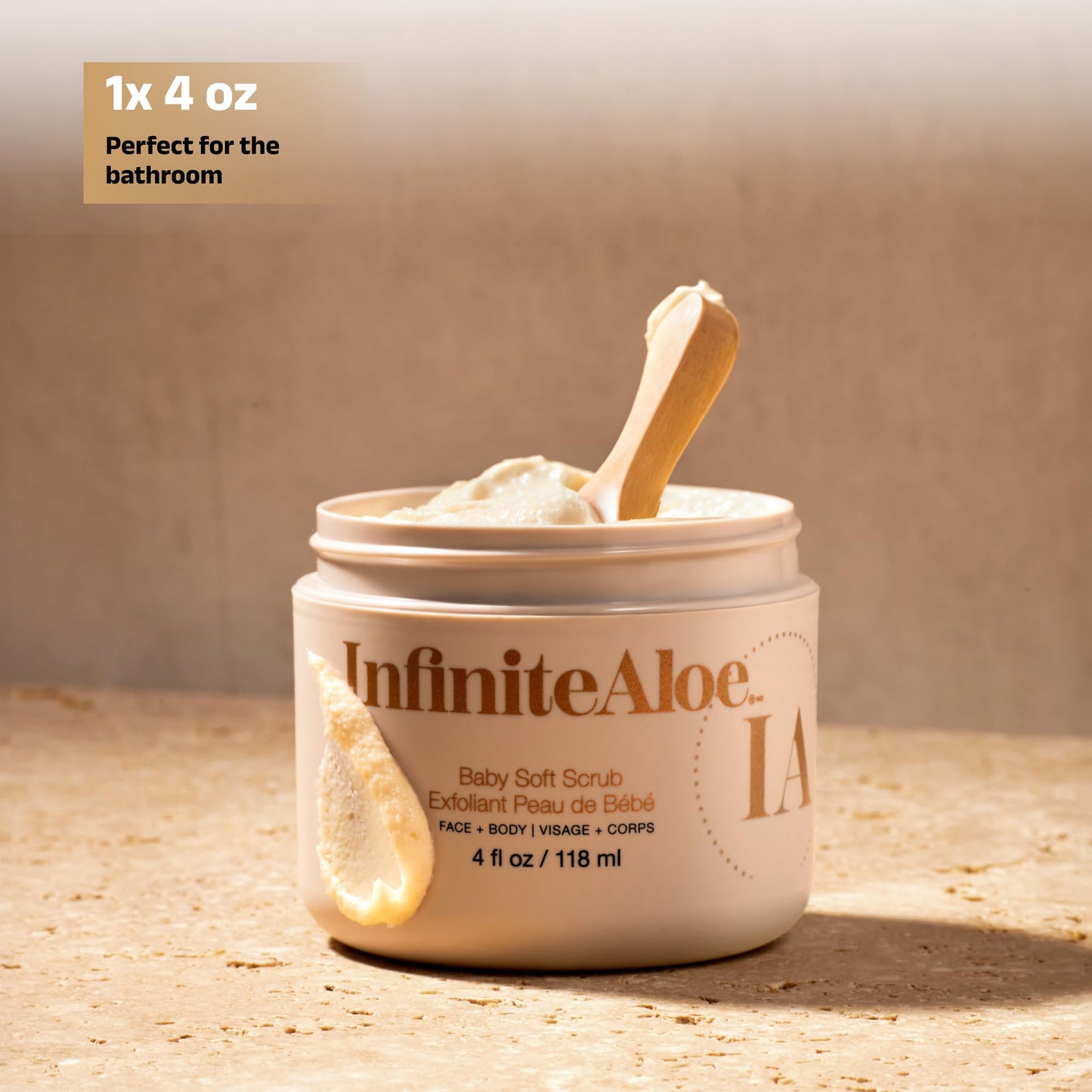 InfiniteAloe Baby Soft Scrub, Aloe Vera Based Face and Body Scrub – Exfoliating and Moisturizing – 4oz.