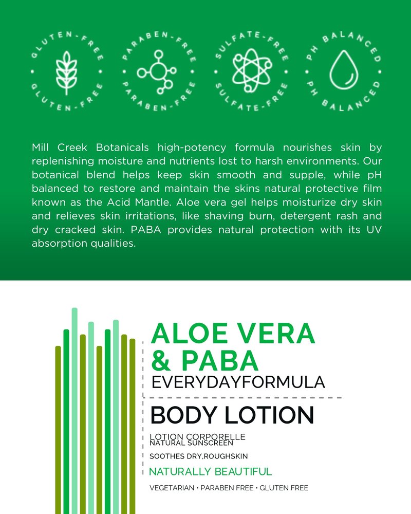 Mill Creek Botanicals Aloe Vera & Paba Lotion 14 oz, Pack of 2