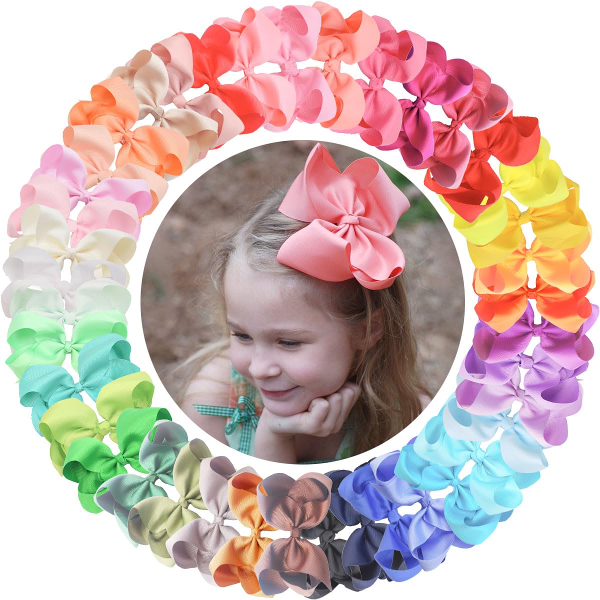 40Pcs 3 inch Hair Bows for Girls Grosgrain Ribbon Toddler Back to School Hair Accessories with Alligator Clips for Baby Girls Kids in Pairs