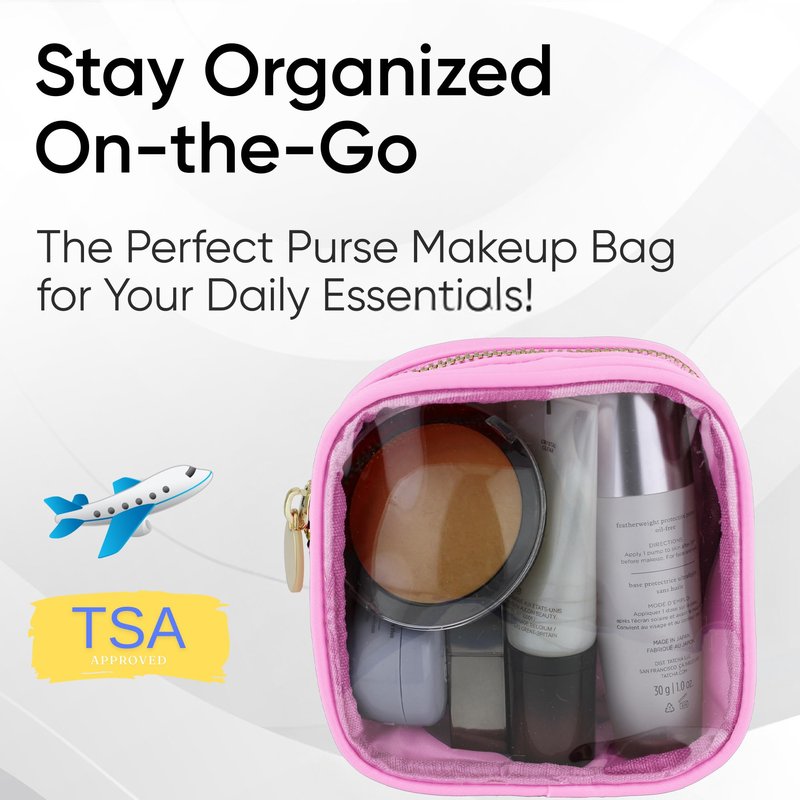 DANCOUR Clear Makeup Bag Large Pouch Cosmetic Travel Bag TSA Approved Light Pink Clear Cosmetic Case Organizer