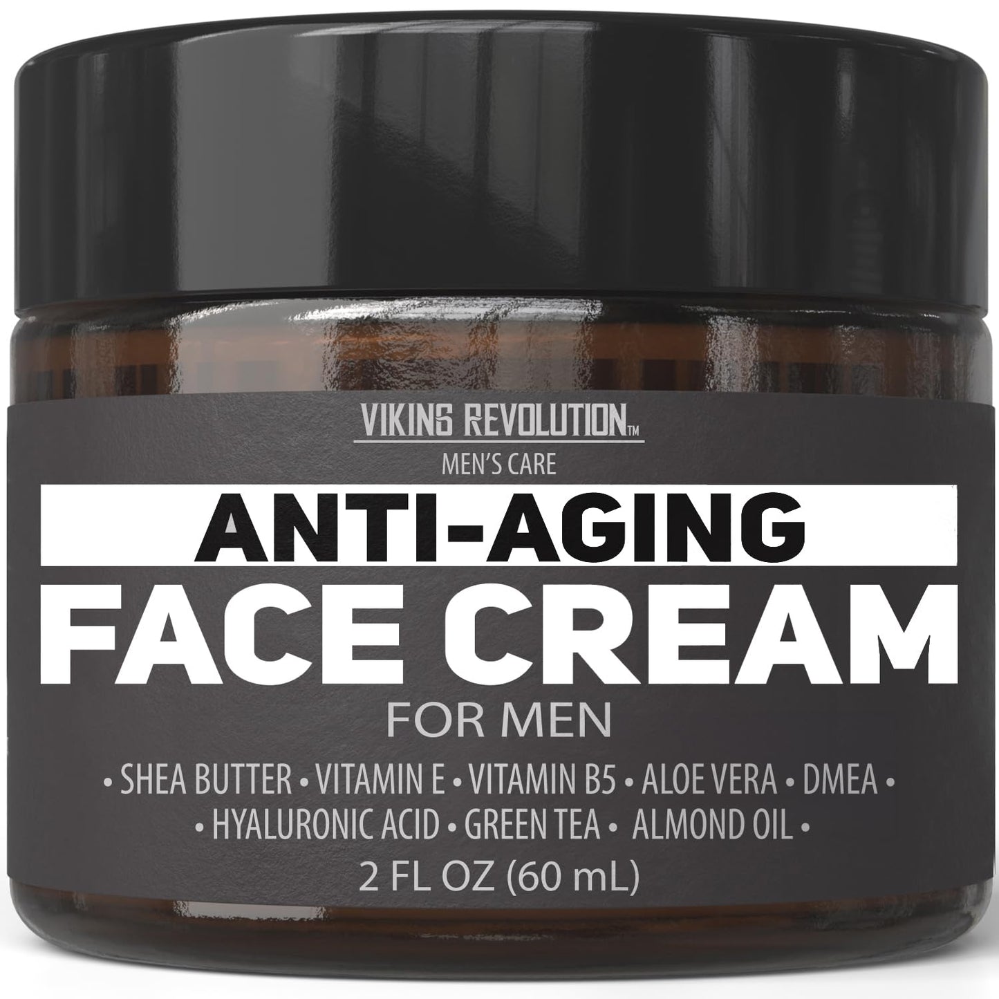 Viking Revolution Mens Anti Aging Face Cream - Mens Face Moisturizer for Men with Hyaluronic Acid, Aloe Vera, Vitamin E - Wrinkle Cream for Men with Vitamin B5, Green Tea (2 Fl Oz)