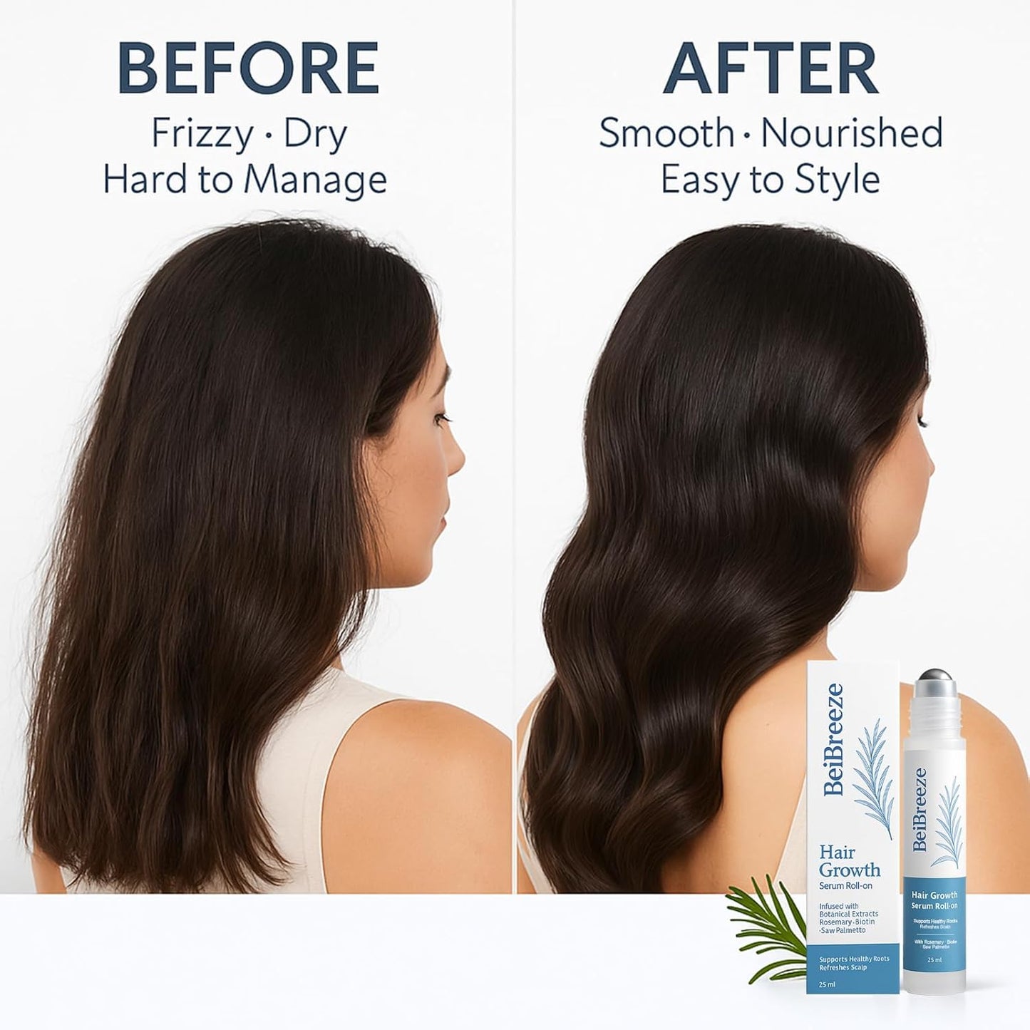 Rosemary Hair Growth Serum Roll-On 25ml | Nourishing Scalp Treatment with Biotin & Saw Palmetto for Thicker Hair | Unisex 2-Pack