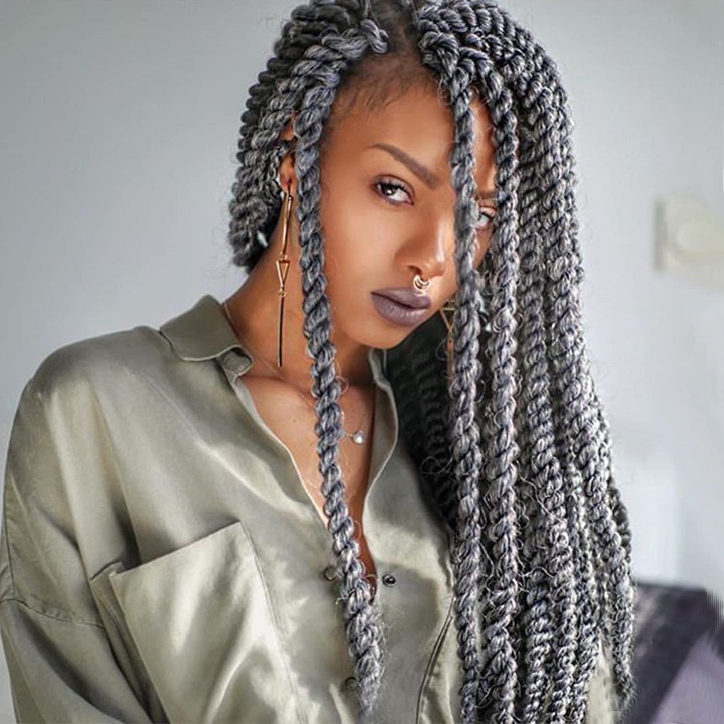 12 Inch Passion Twist Crochet Hair for Black Women 8 Packs Pre-twisted Passion Twists Pre-looped Crochet Braids Hair Bohemian Twist Synthetic Braiding Hair Extensions (12Strands/Pack,TGrey#)
