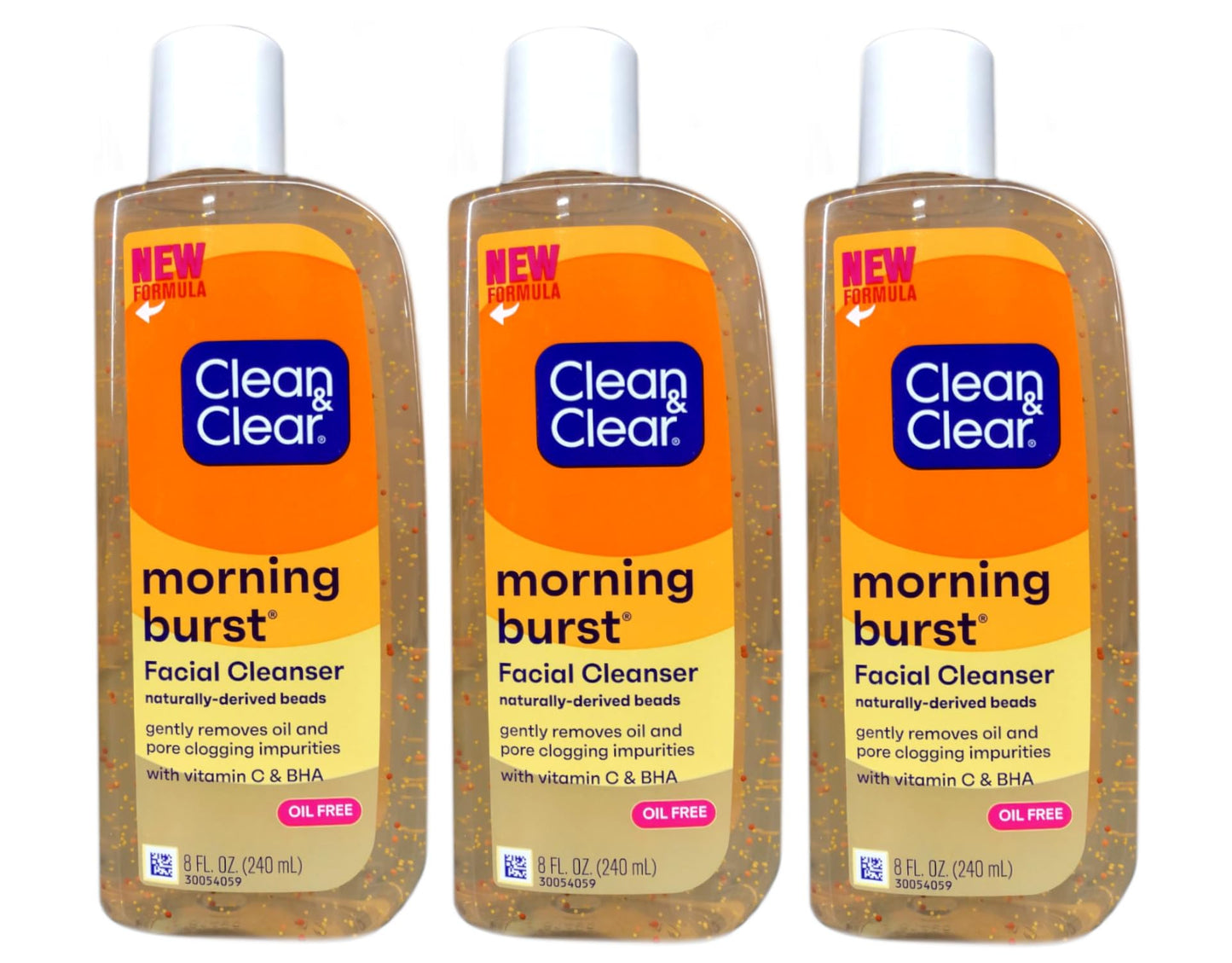 Clean & Clear Morning Burst Oil-Free Facial Cleanser with Brightening Vitamin C, Ginseng, and Gentle Daily Brightening Face Wash for All Skin Types, Hypoallergenic, 8 fl. oz - 3 Pack