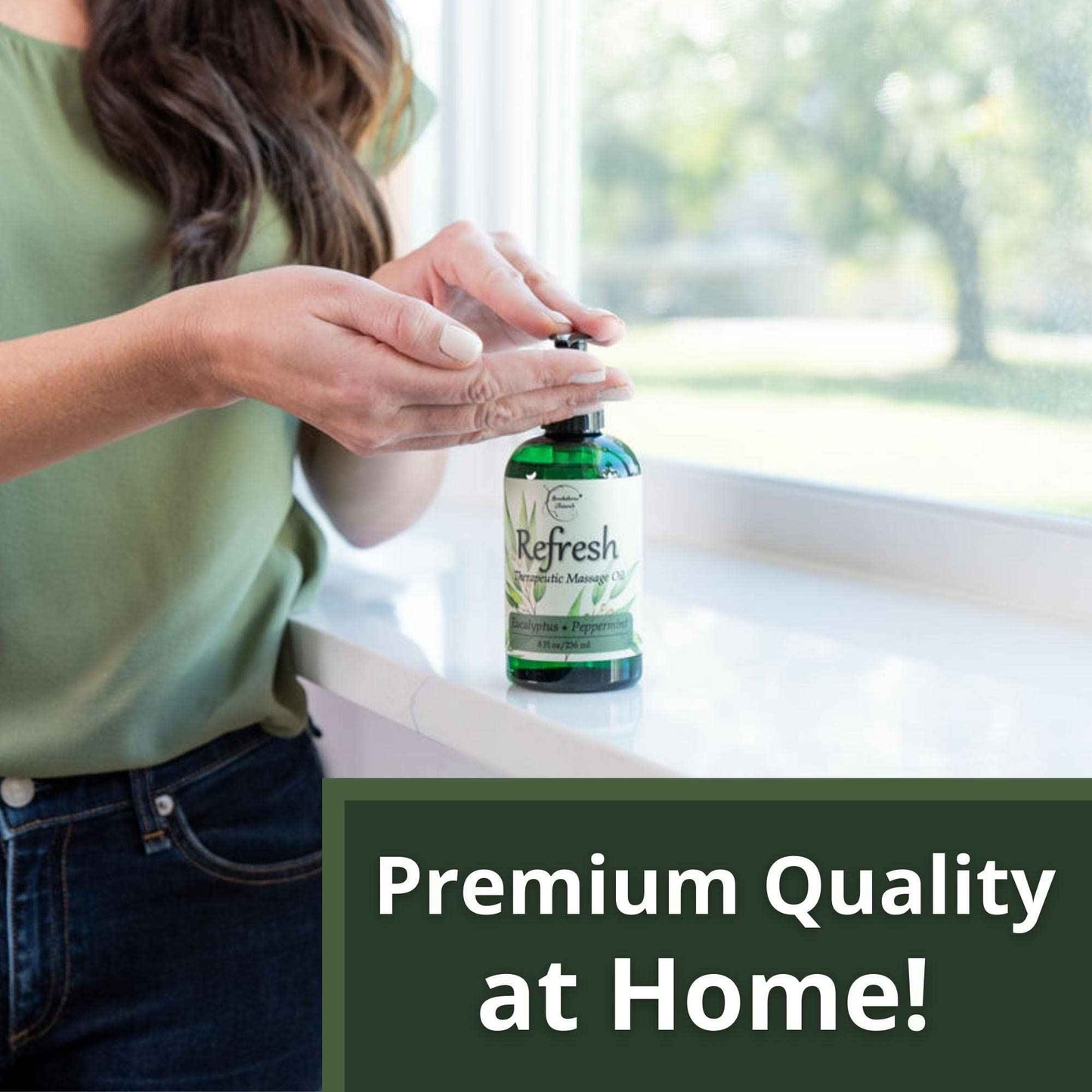 Refresh Massage Oil for Massage Therapy with Eucalyptus & Peppermint Essential Oils - All Natural Sore Muscle Relief. Ideal for Full Body Relaxation – Nut Free Formula 8oz