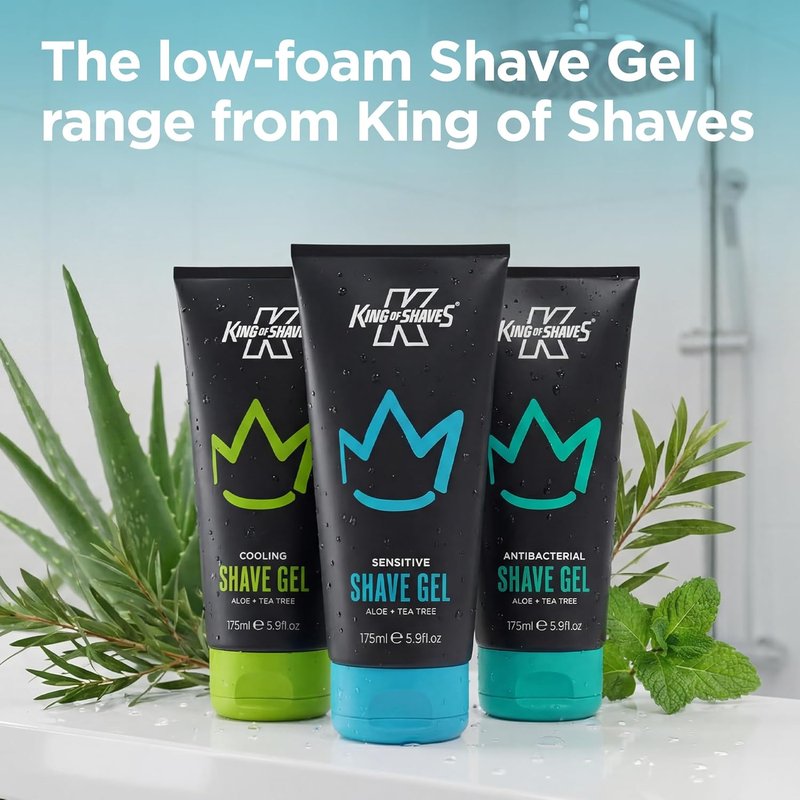King of Shaves Sensitive Shaving Gel - Low Foam for Refreshing Shave | 5.92 fl oz