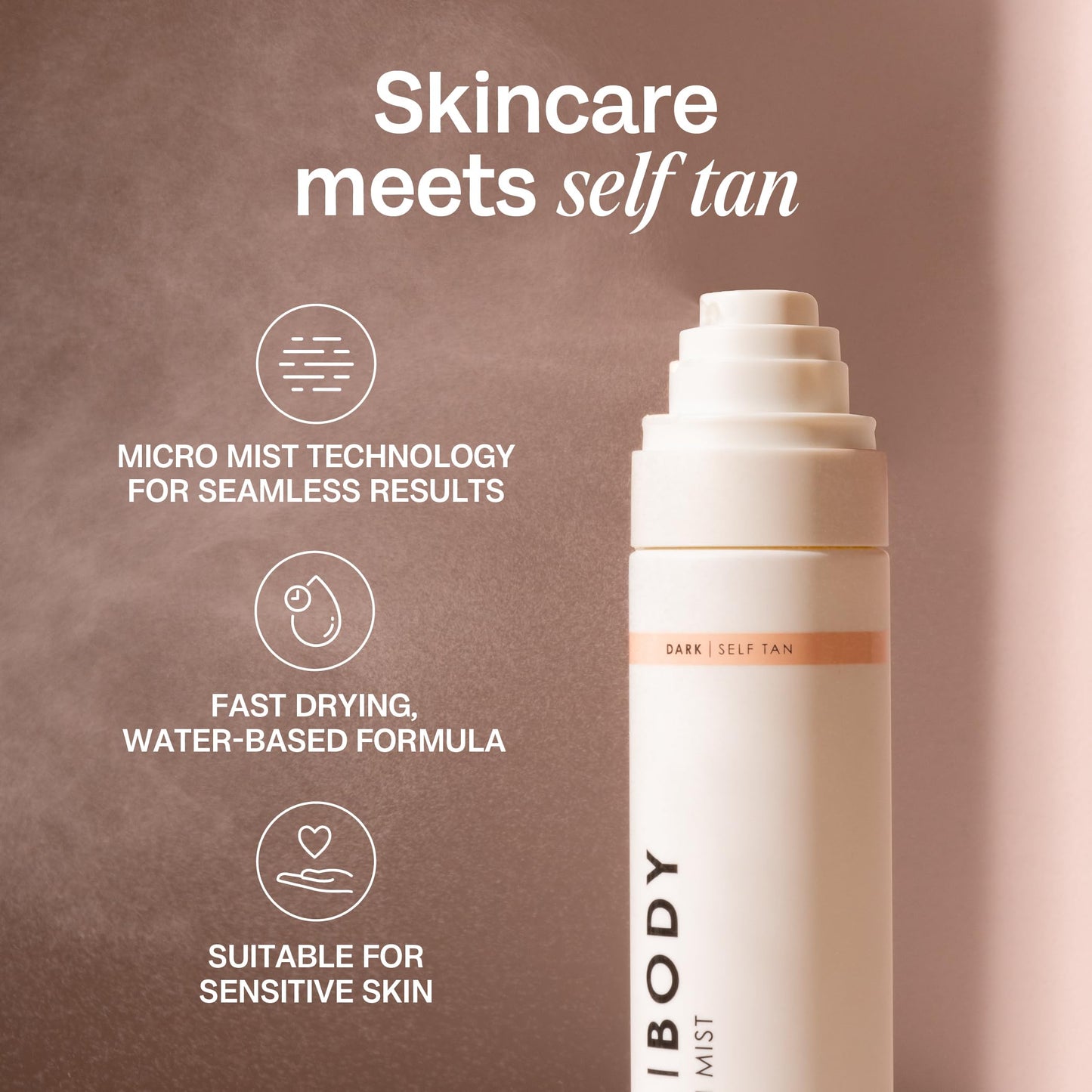 Bali Body Face Tan Mist - Dark Shade | Streak-Free, Fast Drying Facial Self Tanner | Hydrating Soothing Formula for All Skin Types | Vegan, Cruelty Free, Australian Made (100 ml/3.4 fl oz)