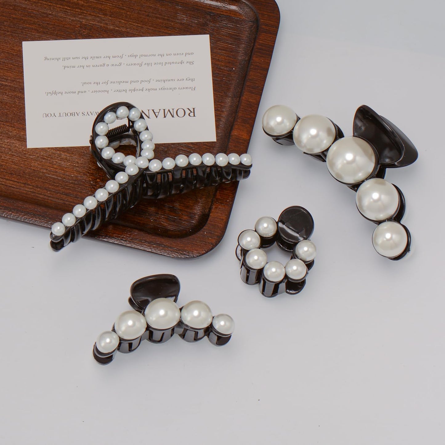 Mehayi 4 PCS Large Pearl Hair Claw Clips for Women Girls, Hair Barrette Clamps for Thick Thin Hair, Fashion Hair Accessories Headwear Styling Tools for Party Wedding