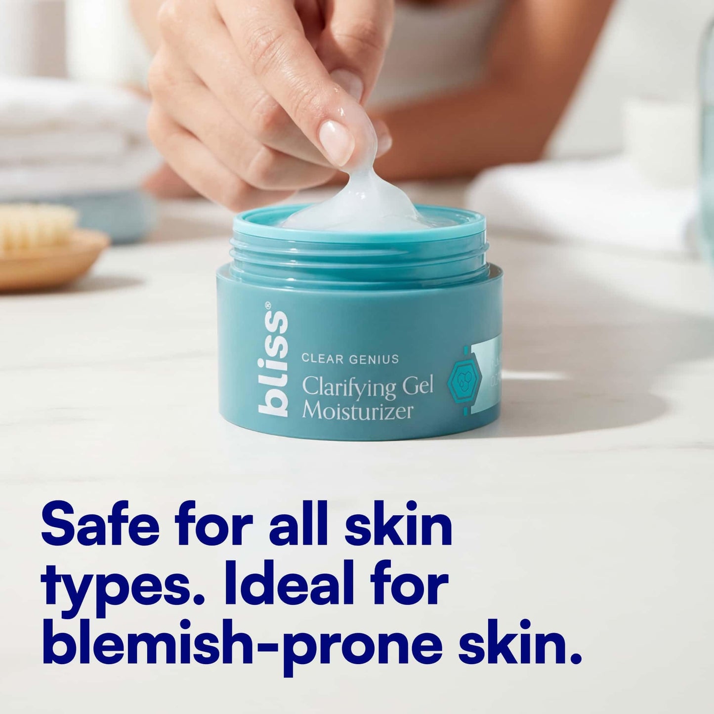 Bliss Clear Genius Clarifying Gel Moisturizer, CLARITY 5 Complex with Salicylic Acid, Niacinamide & Witch Hazel for Blemish-Prone & Oily Skin, Minimizes Pores, 1.7 fl oz
