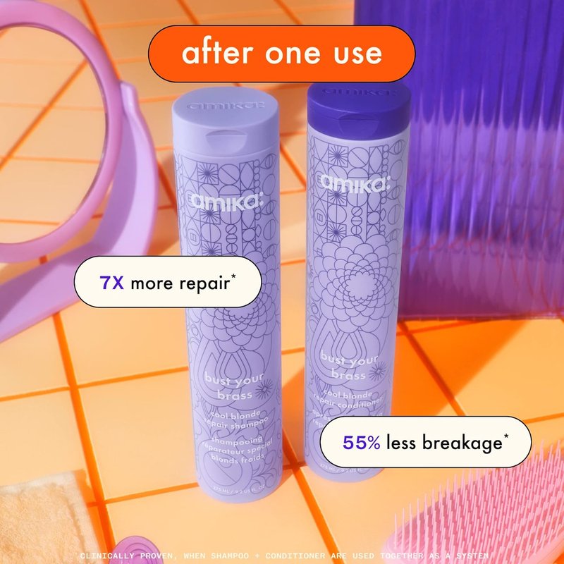 Amika Bust Your Brass Shampoo & Hydro Rush Conditioner Bundle | 275ml Each