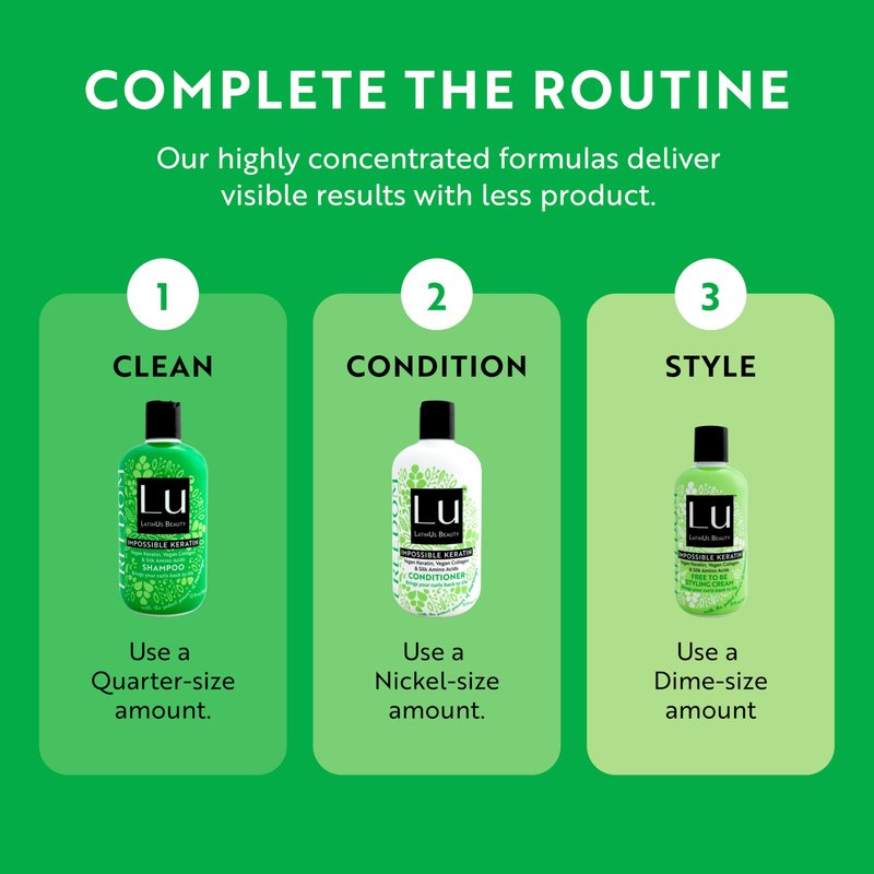 LATINUS Lu Beauty Freedom Shampoo Set | Curly Hair Set Shampoo with Impossible Keratin™, Moringa Oil, Cruelty Free, Sulfate Free, Paraben Free, Wavy Hair products | 12 Fl Oz Each | 2-Pack