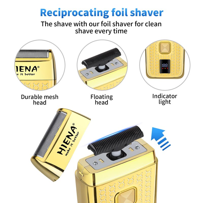 HIENA PRO Professional Hair Clipper Set for Men, Rechargeable Barber Clippers Set and Trimmer Kit, Foil Shaver & Men's Facial Grooming Tool, Electric Nose Hair and Beard Trimmer Set