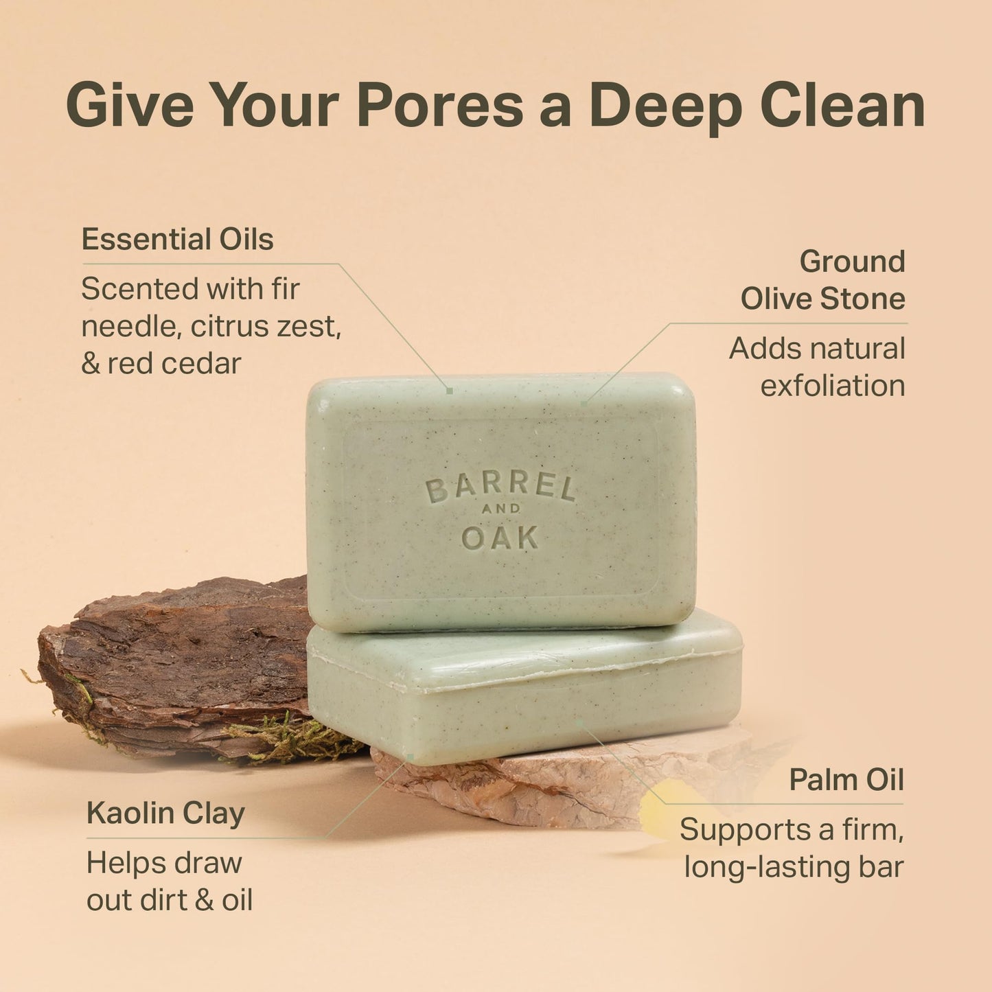 Barrel & Oak Canyon Balsam Body Care Set for Men, All-in-One Body Wash, Exfoliating Bar Soap, & 2-in-1 Shampoo and Conditioner Set, Hydrating Grooming Kit, Vegan Gifts for Men, 3-Pack