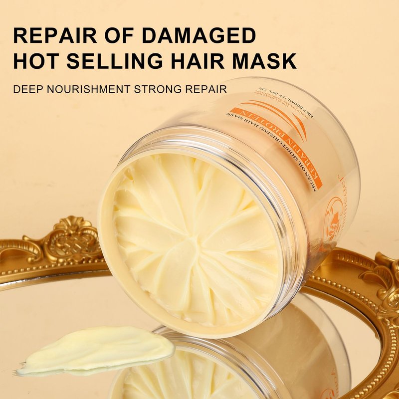 Aomimegel Hair Mask Argan Oil Set Deep Repair Conditioning Collagen Hair Treatment for Dry and Damaged Hair All Hair Types 16.9 fl oz + 2 fl oz