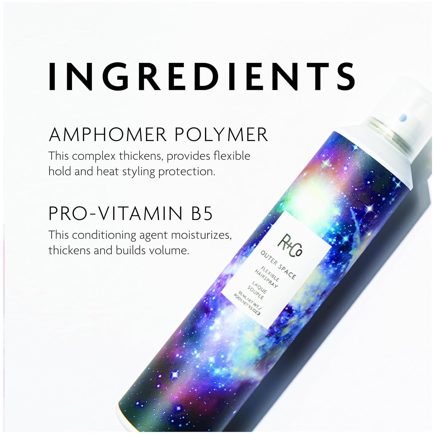 R+Co OUTER SPACE Flexible Hairspray - Light Hold, Long-Lasting Shine & Flexibility | All Hair Types