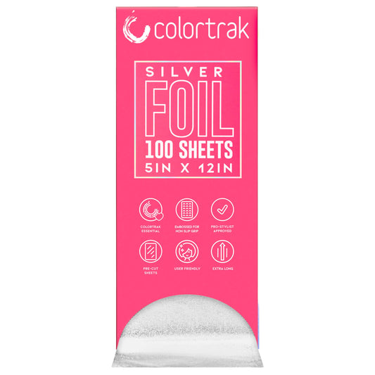 Colortrak Embossed Hair Coloring Foil Sheets, Professional, Convenient 5 x 12 inch Long Pre-cut Sheets, Easy to Grab During Processing, Silver, No Separating Tissues Need, 100 Per Box