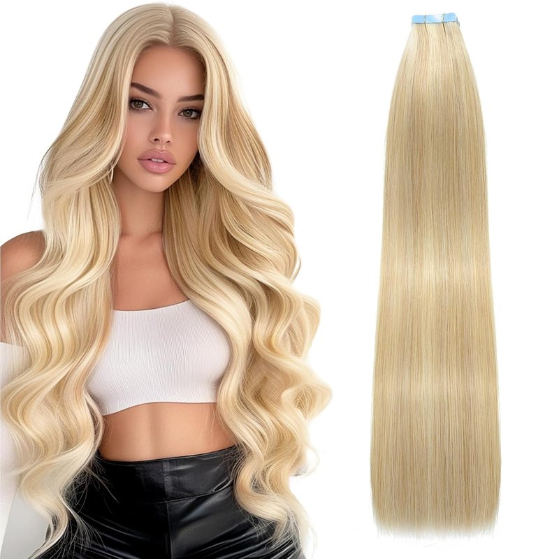 18 Inch Tape In Hair Extensions - Remy Straight Human Hair | 20 Pcs Skin Weft