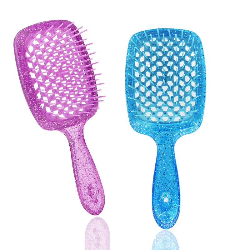 Hair Brushes for All Wet Hair or Dry Hair, Travel Brush Anti-Static Flash Vent Combs, Lightweight Handle Reduceing Scalp Itching Brushes (Purple&Blue)