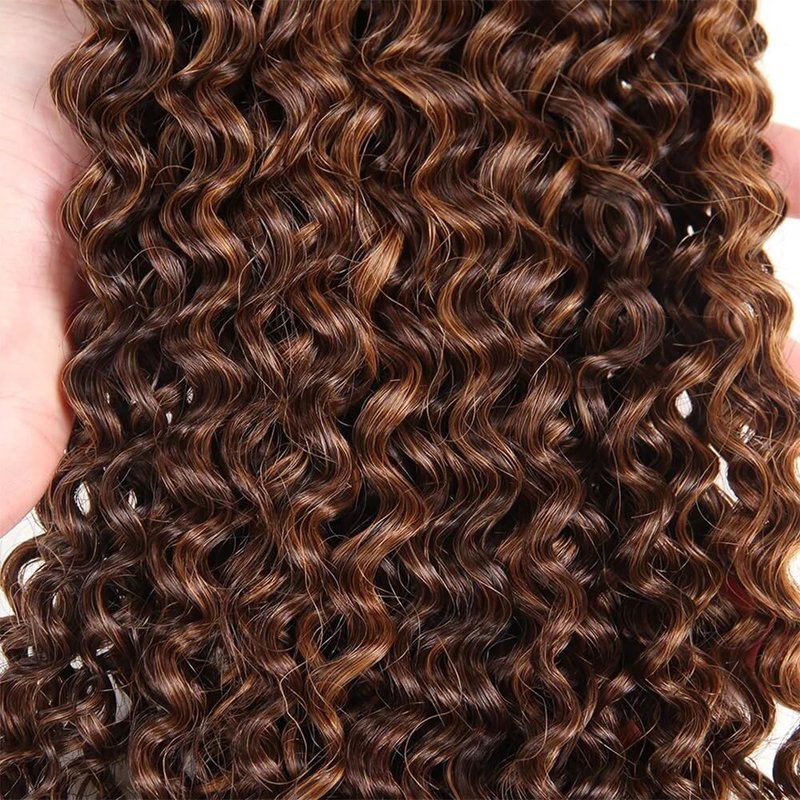 Kinky Curly Human Hair Bundles - P4/30 Ombre Brazilian Virgin Remy Extensions | 12-14-16 Inch, 300G