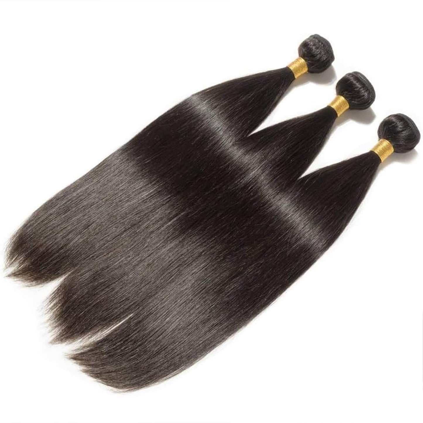 Straight Bundles Human Hair 12 14 16 Inch 100% Unprocessed Brazilian Virgin Hair 3 Bundles Human Hair Trippy Hair Bundle Extension for Black Women Natural Color