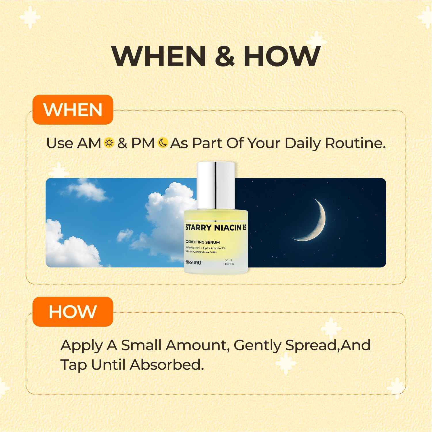 SINSURU 15% Niacinamide + Alpha Albutin + Banana PDRN Starry Niacin 15 Correcting Serum – Potent Brightening Serum for Uneven Tone & Dark Spots, Fragrance-Free | Korean Skincare (1.01 fl.oz / 30ml)