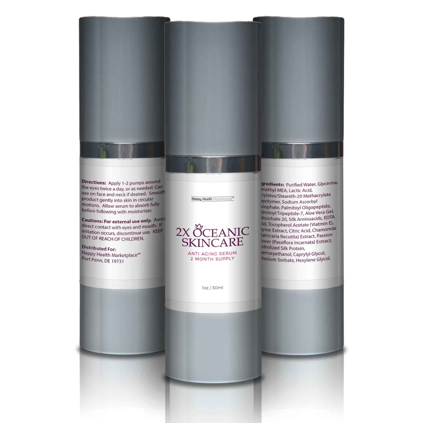 2X Oceanic Skincare Serum - Anti Aging Serum 2 Month Supply - Peptide Rich Regenerative Serum with Alpha Hydroxy Acids & Vitamin E - Help Repair Skin Cells - Improve Hyperpigmentation & Wrinkles