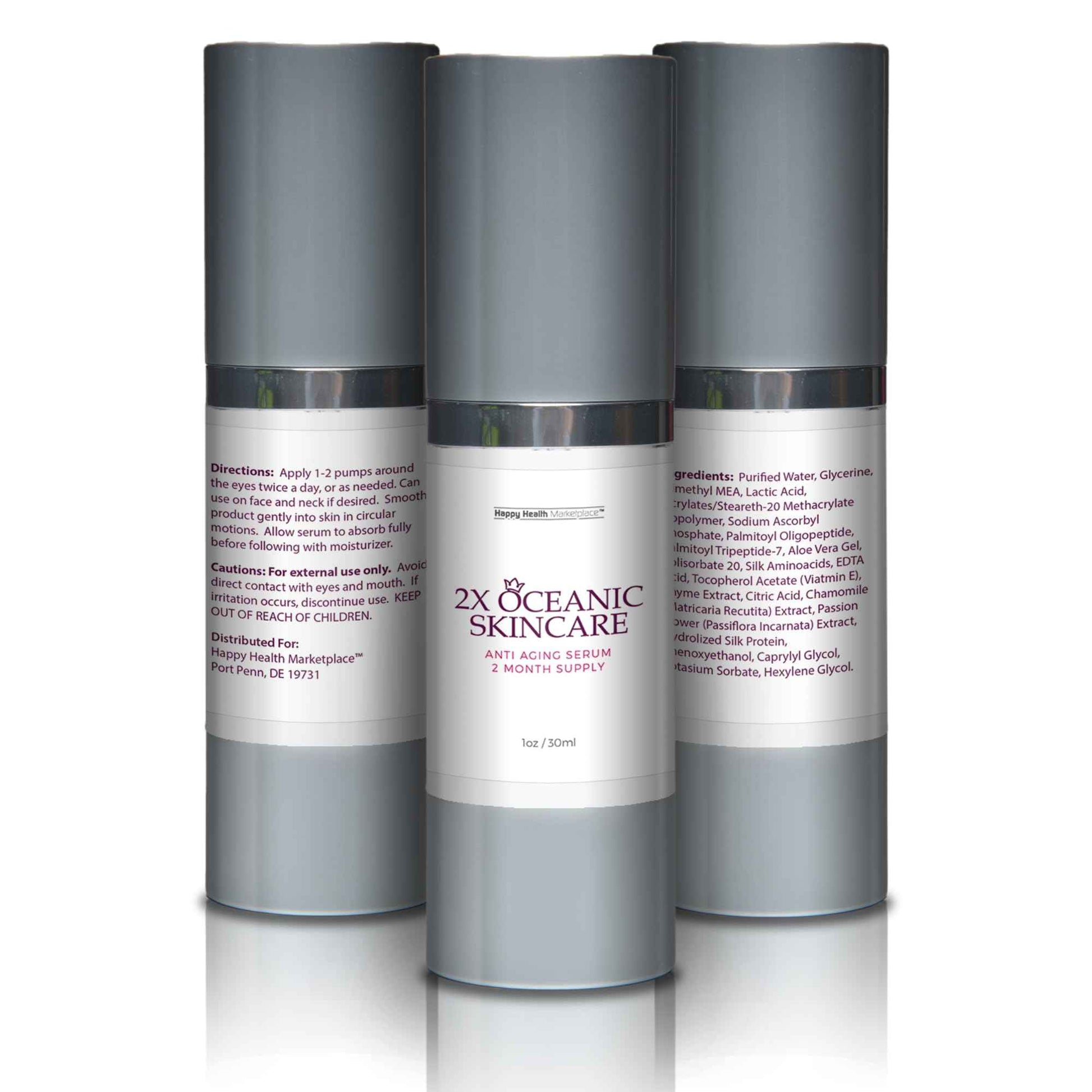 2X Oceanic Skincare Serum - Anti Aging Serum 2 Month Supply - Peptide Rich Regenerative Serum with Alpha Hydroxy Acids & Vitamin E - Help Repair Skin Cells - Improve Hyperpigmentation & Wrinkles