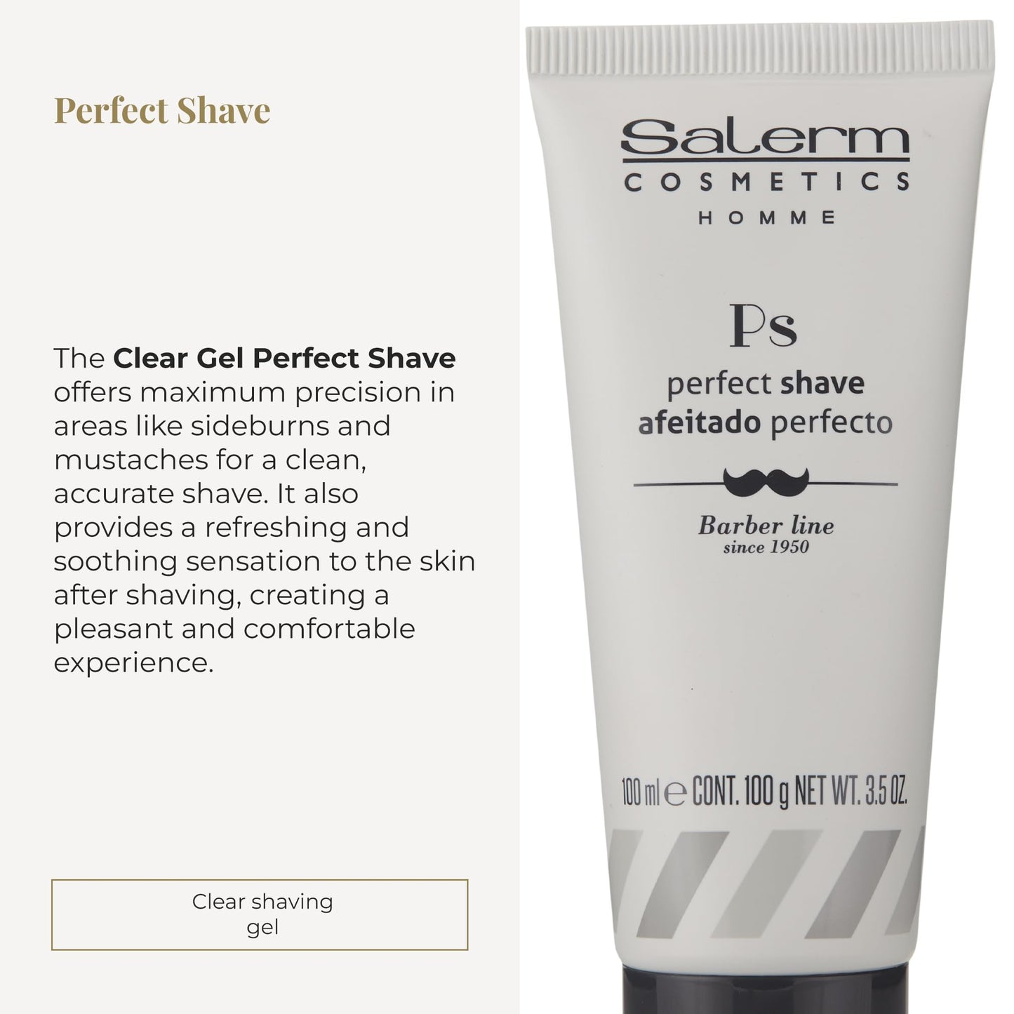 SALERM - Men's Shaving Gel - Perfect Shave Homme Barber Line - Transparent Gel for a Perfect Shave - Calms and Hydrates the Skin - Helps Reduce and Delay Hair Growth