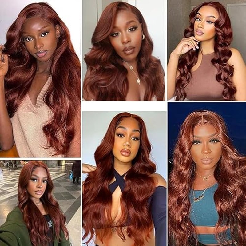 #33 Copper Red Bundles Human Hair Body Wave 3 Bundles 28 30 32 Inch Unprocessed Brazilian Virgin Remy Reddish Brown Body Wave Bundles Human Hair Extensions