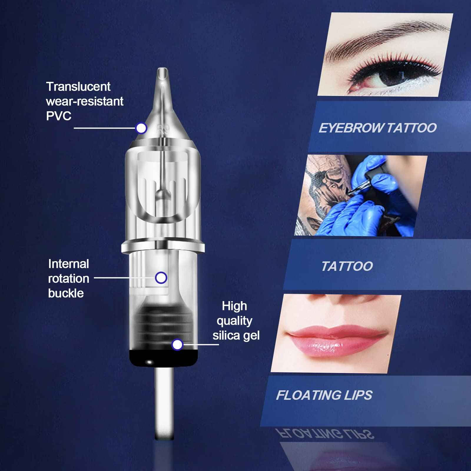 Gakonp Tattoo Cartridge Needles 60Pcs Mixed Tattoo Needles#12 Size 5RL 7RL 9RL 7RS 7M1 9M1 for Beginners or Artists