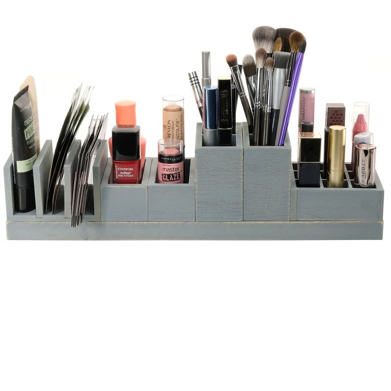 Magnetic Makeup Organizer - Includes 6 Rearrangeable Pieces (Gray)