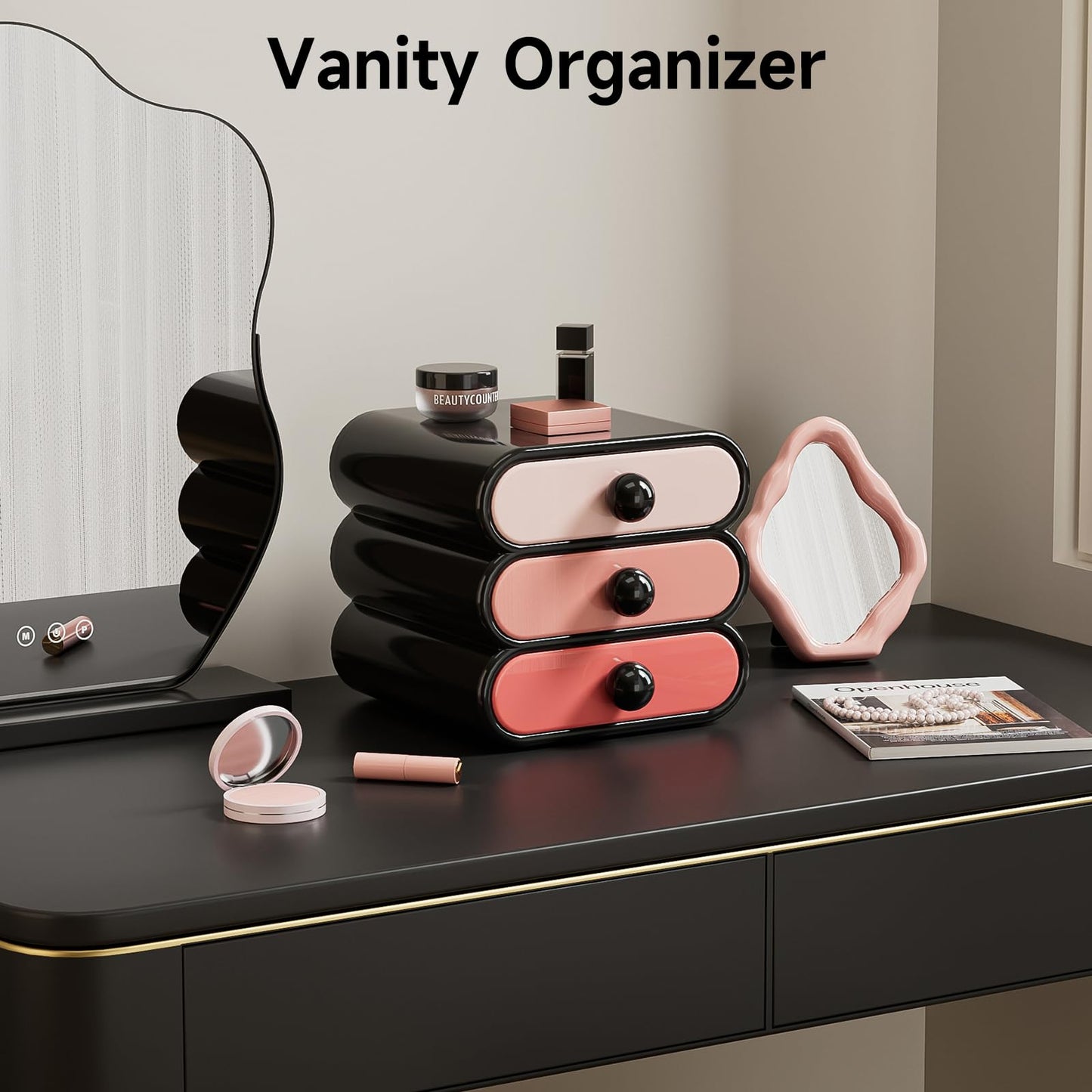 UFORU Multi-drawer Storage Organizer, Compact Vanity Drawer Organizer Set for Makeup, Small Plastic Storage Box for Bathroom, Dorm, Desk, Office