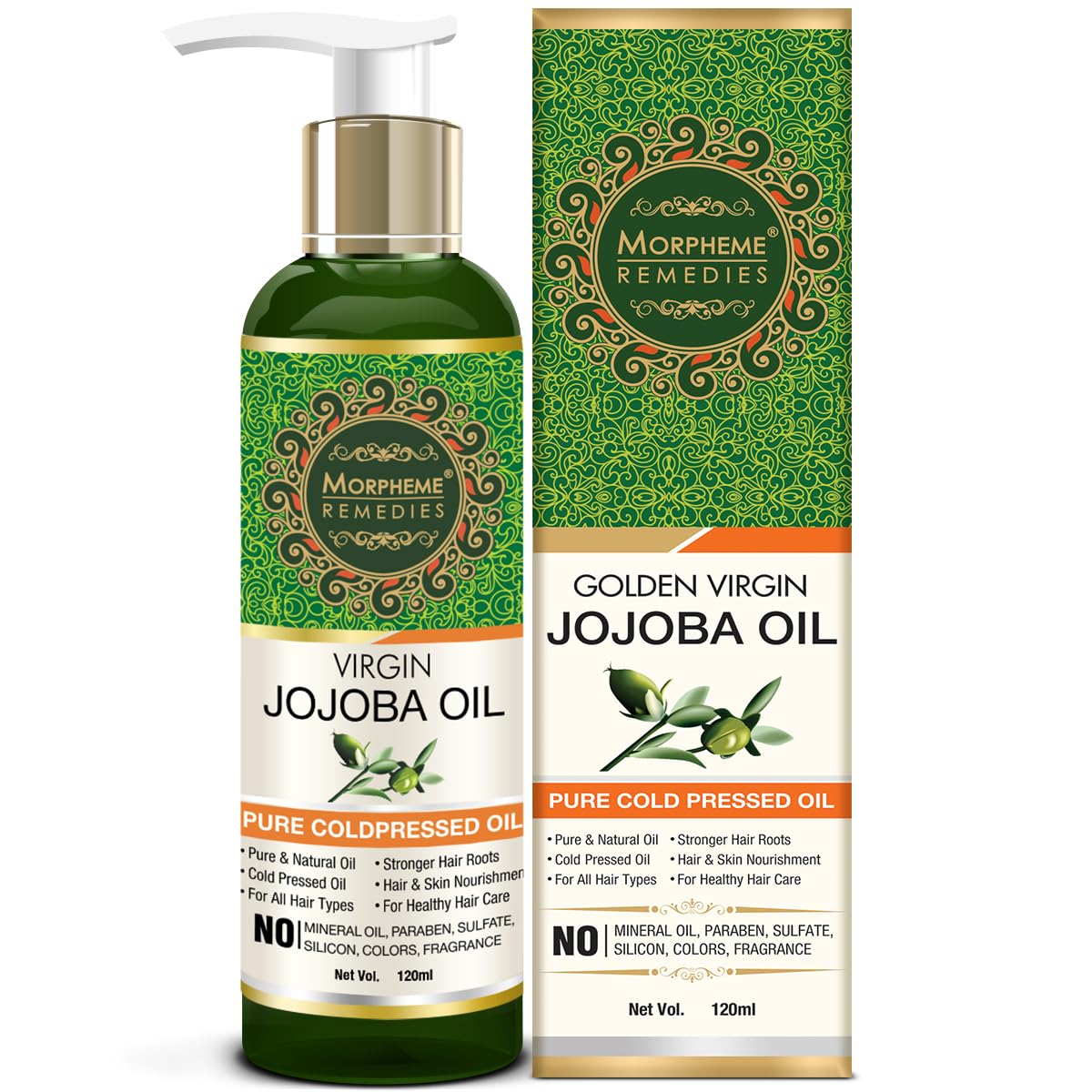 Morpheme Remedies Jojoba Oil - Cold Pressed Virgin Oil for Skin & Hair | 120ml