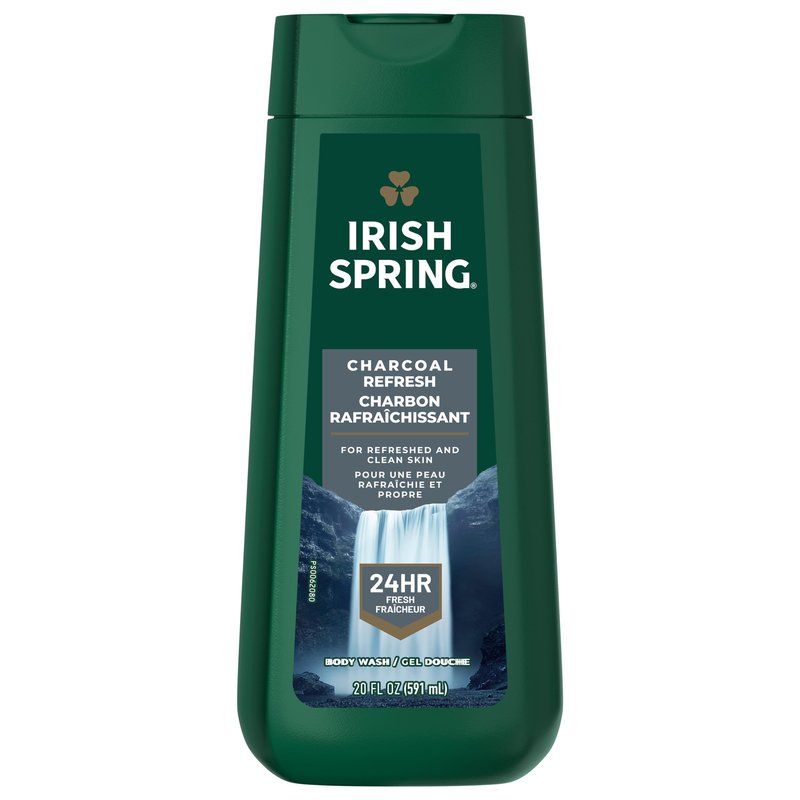 Irish Spring Men's Body Wash Shower Gel, Charcoal Refresh, 20 Fl Oz (Pack of 4)