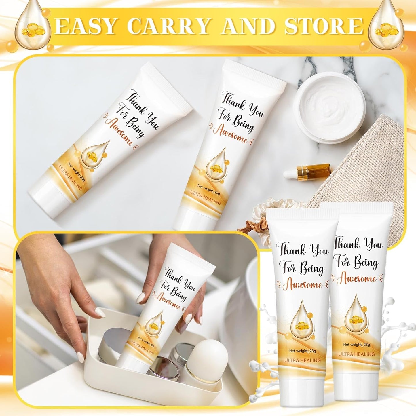 Thank You Hand and Body Cream Set - 35 Pcs Inspirational Gifts for Coworkers & Teachers | Travel Size Moisturizer for Dry Skin