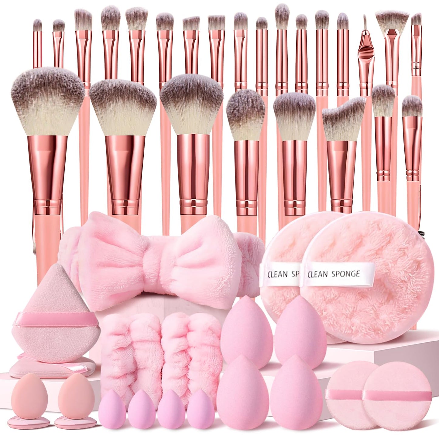 HGHDBT 46Pcs Pink Makeup Brushes Set Professional Makeup Kit Multi-functional Makeup Tool Set with Facial Makeup Accessories, Foundation Makeup Brush Kit Eye and Face Make up Brushes & Tools