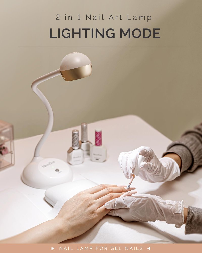 MelodySusie Gooseneck Cordless UV Nail Lamp with Adjustable Light Angle, S-Pro09M 2-in-1 Rechargeable Fast Curing Nail Dryer Cures All Gels, Especially Rhinestone Glue & Liner Gel Polish