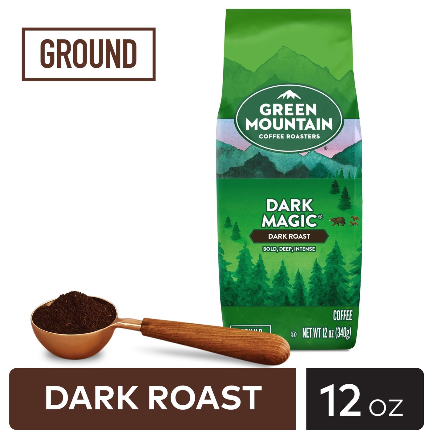 Green Mountain Coffee Roasters, Dark Magic, Ground Coffee, Dark Roast, Bagged 12oz.