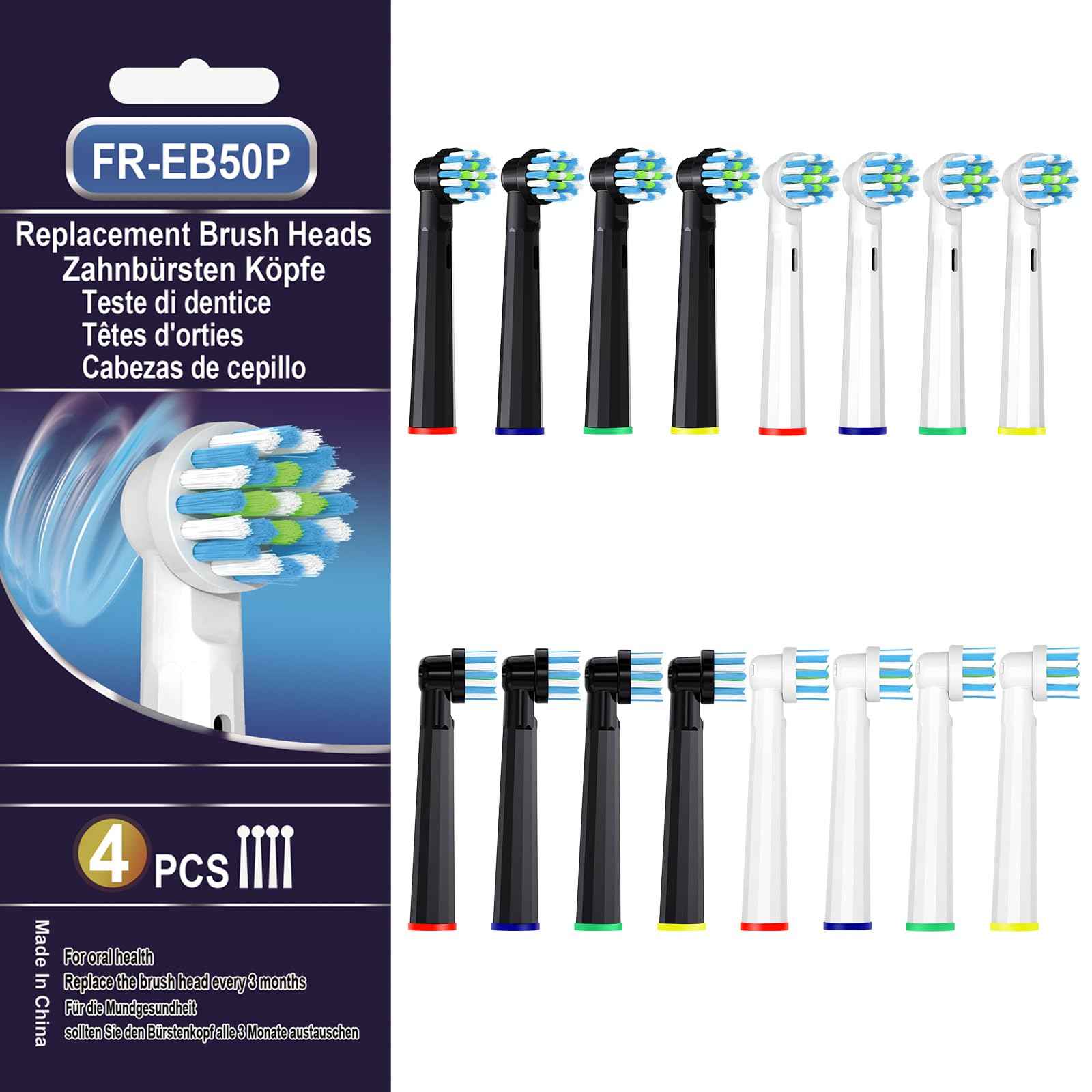 Replacement Toothbrush Heads Compatible with Oral B, Cross Sensitive Electric Brush Head Refills for Pro 1000 Genius X Smart 1500, Medium Softness Round Brush Head by BKIX