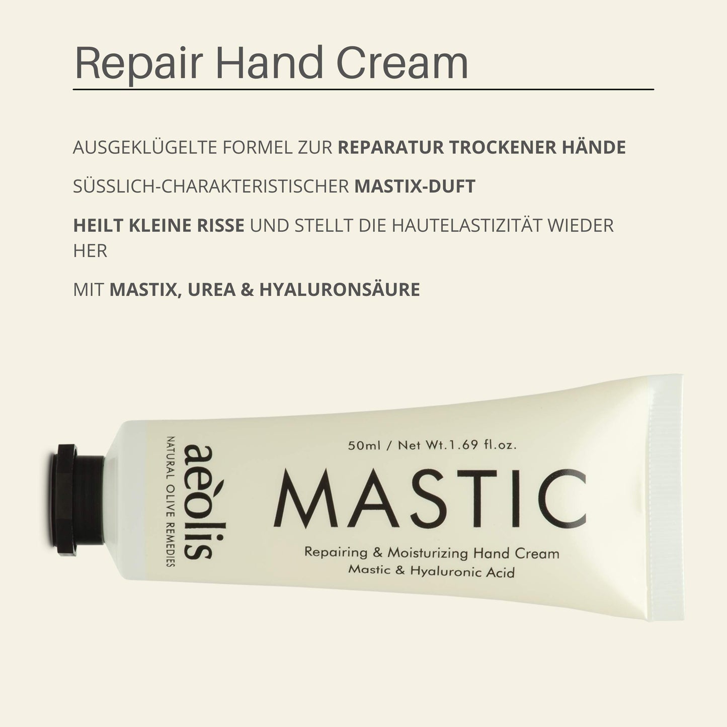 AEOLIS Repairing and Moisturizing Hand Cream - Natural Serum for Cracked Working Hands - Ultimate Hangnail Protection with Natural Olive Oil - Unscented Age-Defying Handcream for Soft Soothing Skin
