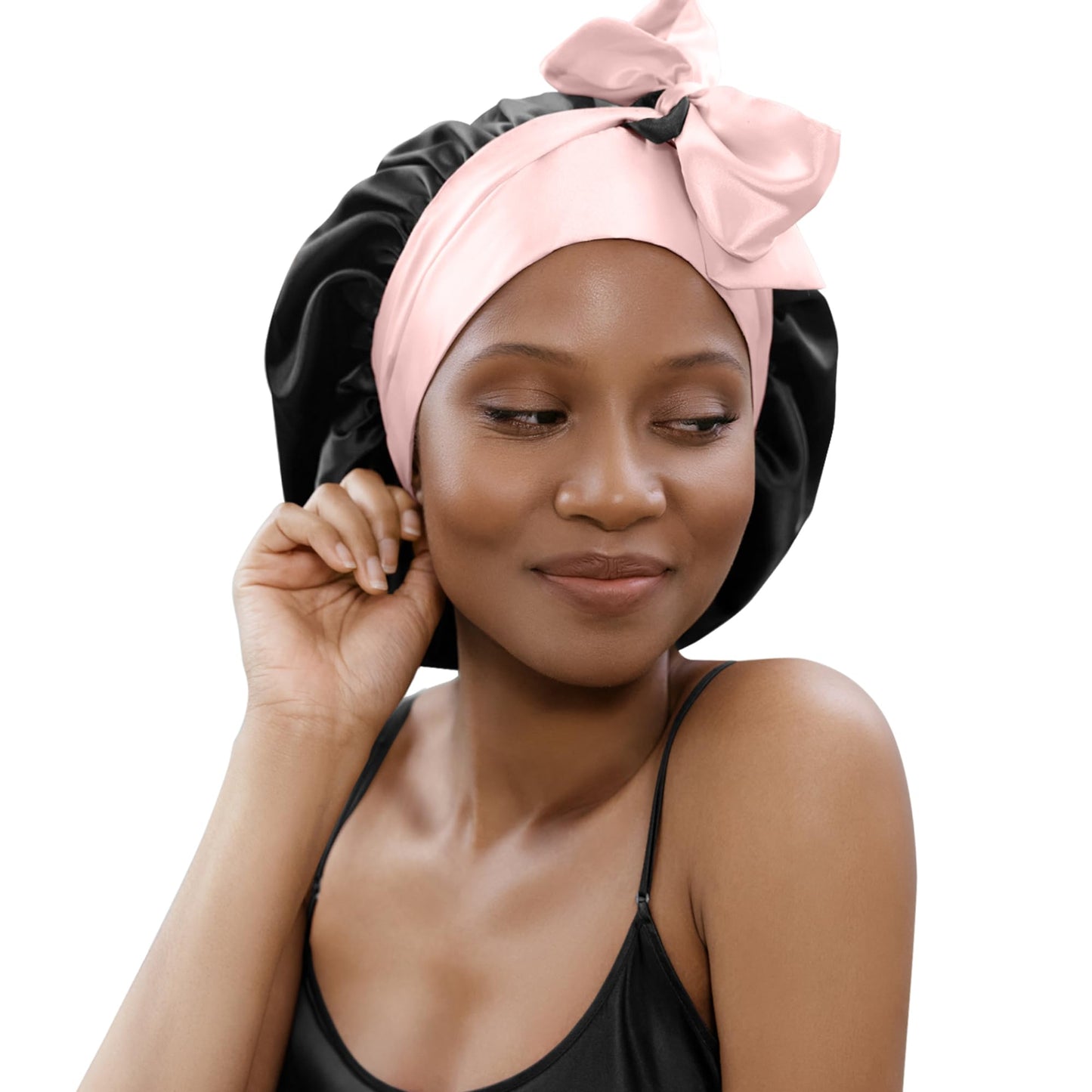 Mulberry Silk Bonnet for Sleeping with Ribbon Fixation & Wonder Loop – Reversible No-Slip Hair Wrap for Sleep, Hair Bonnet for Curly, Straight & Fine Hair - Mothers Day Gift for Mom & Wife