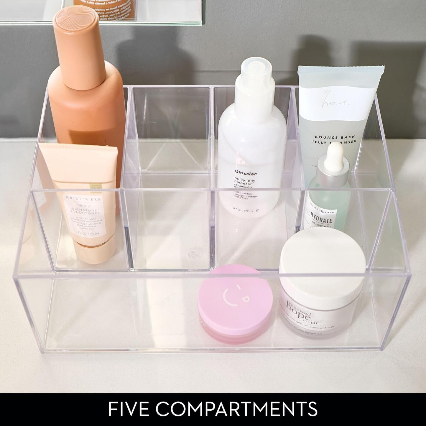 iDesign 5-Section Makeup Organizer - Clear Bathroom Vanity Storage | Set of 2