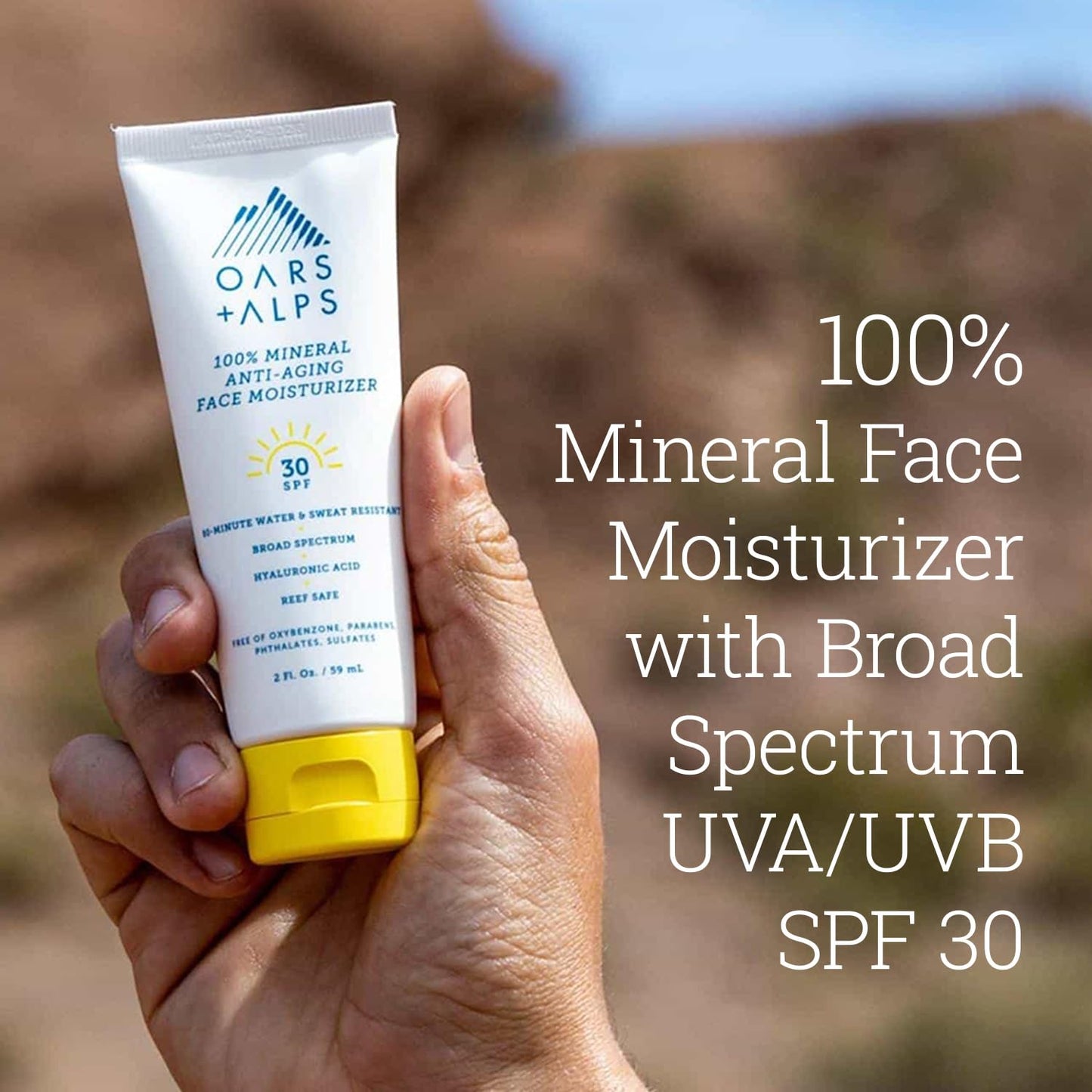 Oars + Alps SPF 30 Mineral SPF Sunscreen Body Lotion, Infused with Hyaluronic Acid, Shea Butter, and Coconut Oil, Water and Sweat Resistant, 2 Fl Oz