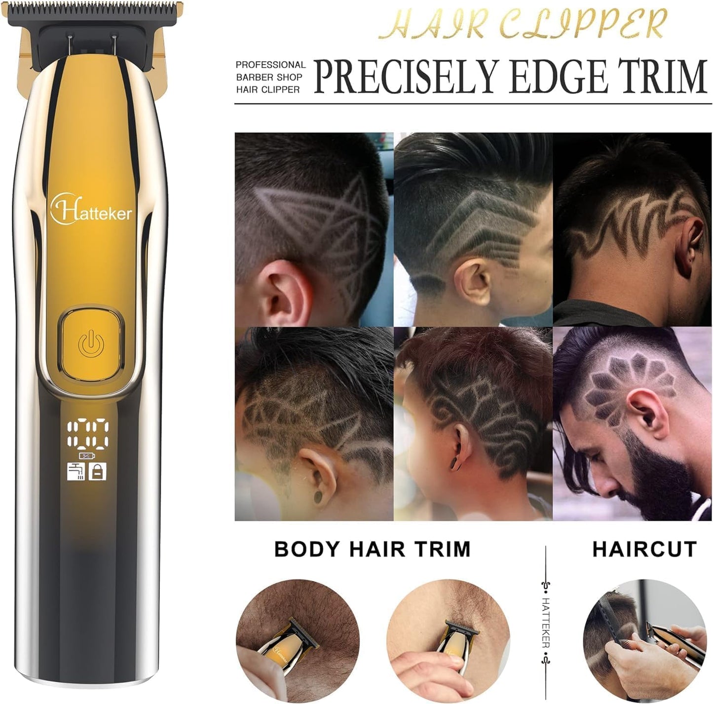 Hatteker Foil Shaver Bald Head Shaver Electric Shaver Razor for Men Precision Trimmer Beard Clipper Triple Blades Waterproof Cordless