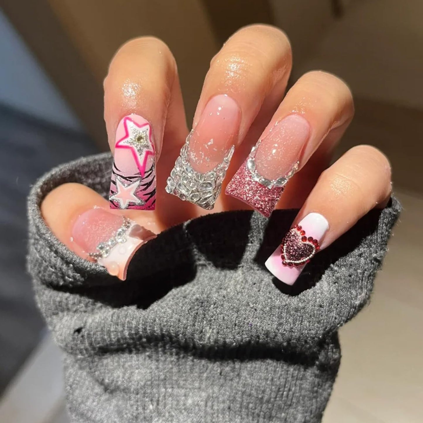 Allstarry Duck Nail Tips, 288pcs Short Curved Nail Tips Full Cover 12 Sizes Clear Duck Nails Press on Crystal Ducks Feet False Nails Extension French Soft Gel Fan Tips for Y2K Salon DIY - 22MM