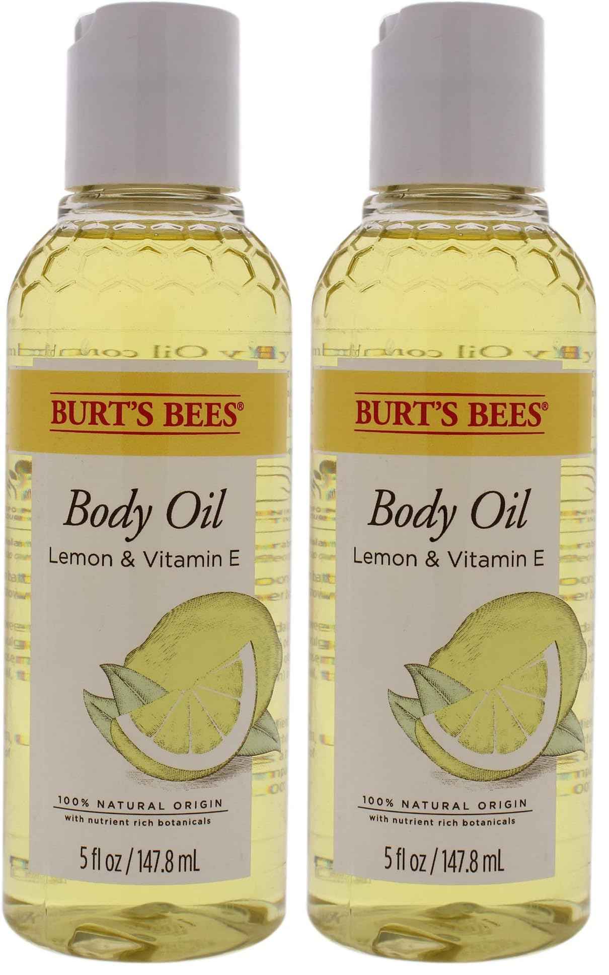 Burt's Bees Body Oil - Lemon and Vitamin E Unisex Oil 5 oz, White (Pack of 2)