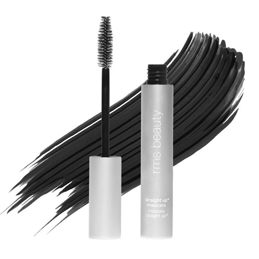 RMS Beauty Straight Up Volumizing Peptide Mascara - Clean HD Black Mascara for Length & Lift - Smudge-Free Strengthening Formula - 0.34 fl oz
