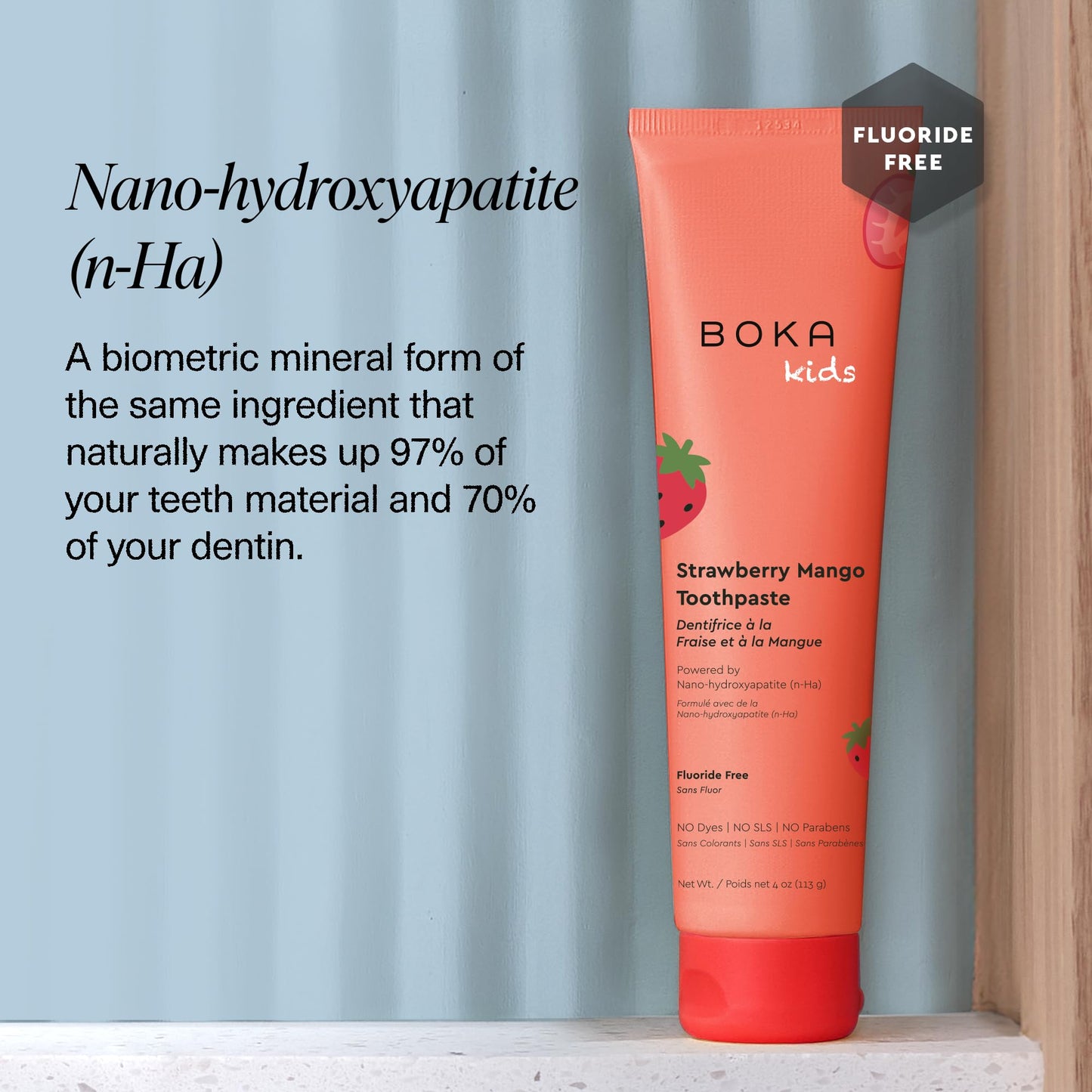Boka Fluoride Free Toothpaste Nano Hydroxyapatite Toothpaste - Strawberry Mango Flavor, 4 oz 1Pk